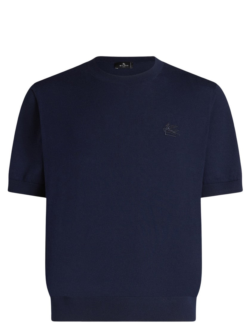 Etro Lightweight Navy Cotton Jersey Crewneck T-Shirt