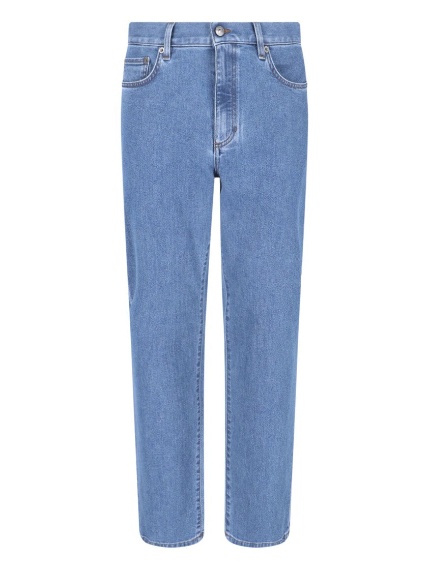 Zegna Blue High-Waist Cotton Denim Straight Jeans