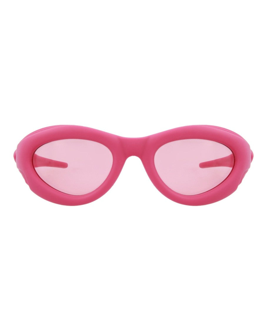 Bottega Veneta Round-Oval Frame Injection Sunglasses With Saddle Nose Bridge