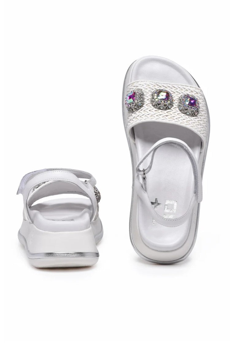 Gio + White Leather Rubber Wedge Sandal