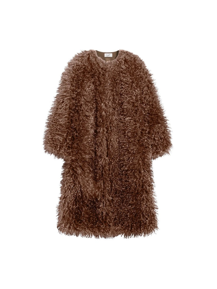 Pence Kylie Wood Faux-Mongolian Fur Coat