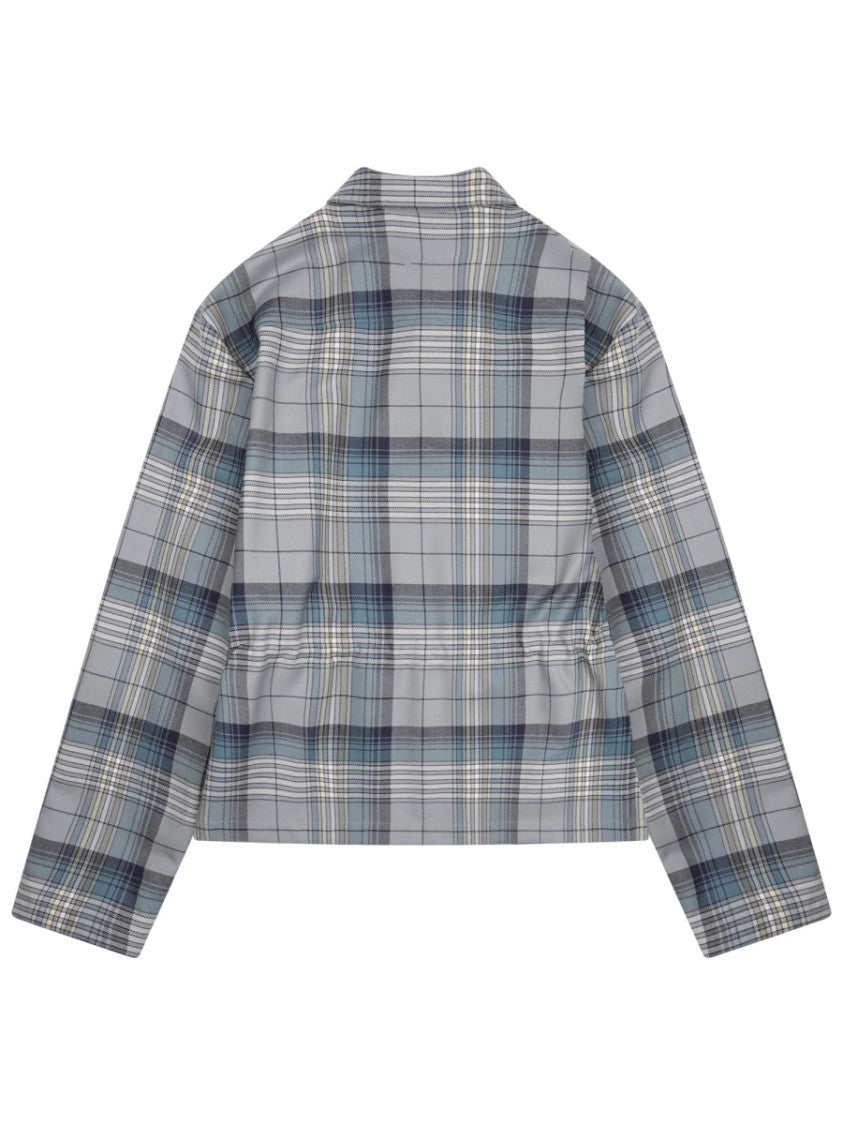 Dior Check Pattern Wool Shirt With Zippered Front