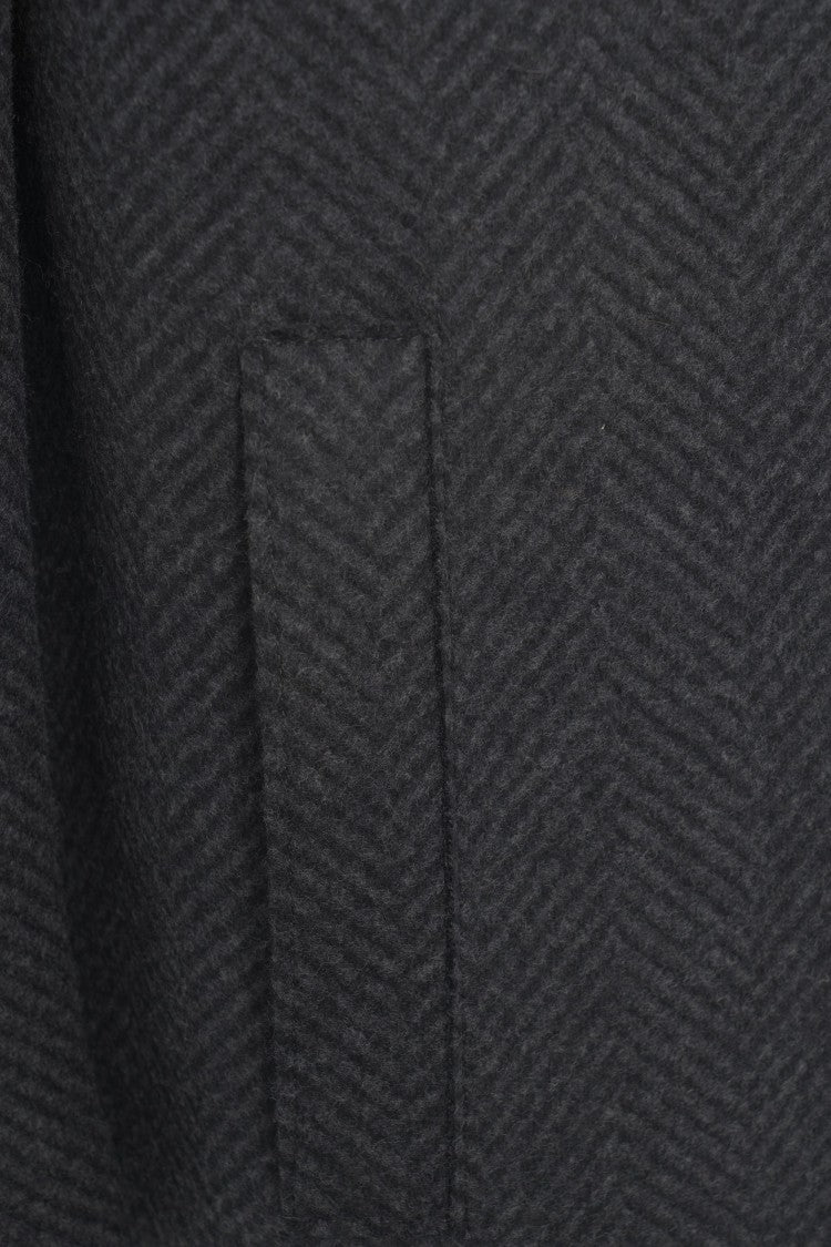 Harris Wharf London Oversized Wool Coat With Herringbone Pattern And Classic Lapel
