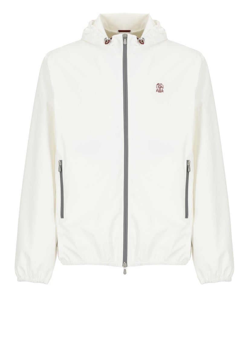 Brunello Cucinelli White Lightweight Jacket With Logo