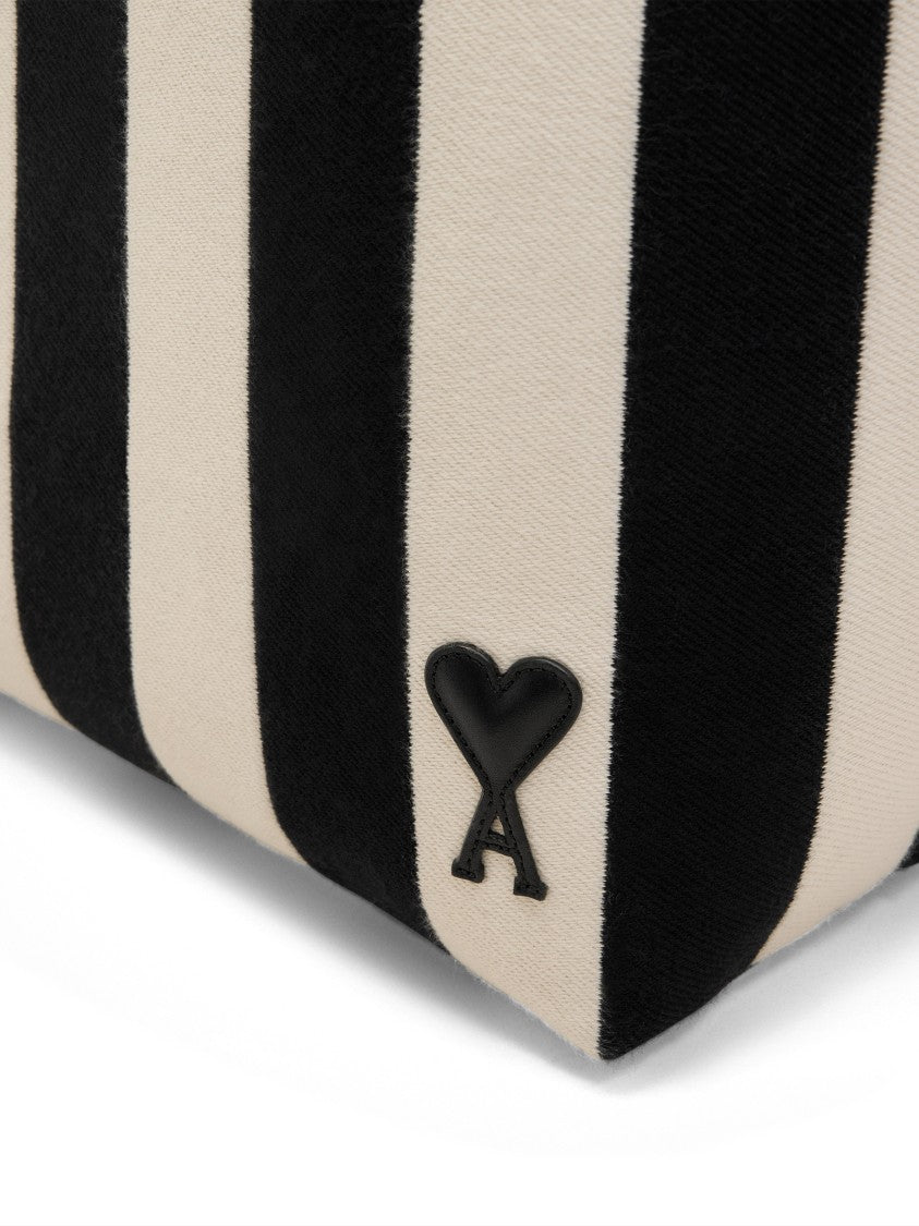 Ami Paris Spacious Striped Shopping Bag With Heart Logo