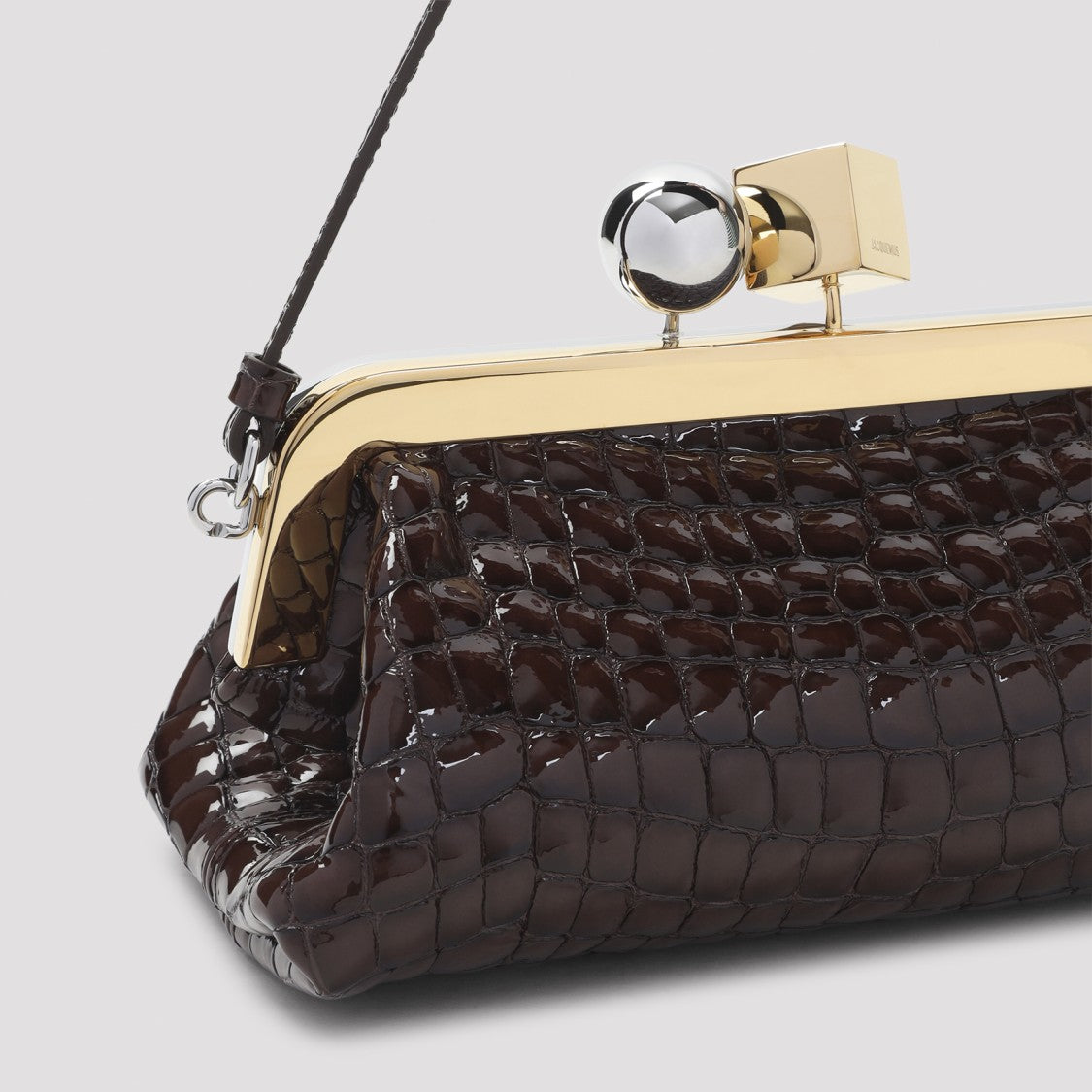 Jacquemus Crocodile-Embossed Brown Goat Leather Handbag