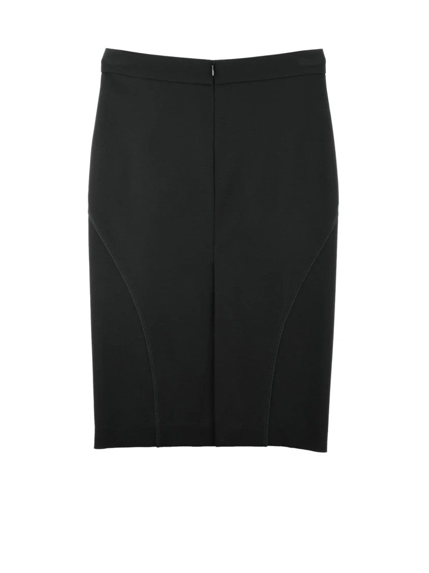 Grifoni Black Viscose Polyamide Elastane Pencil Skirt