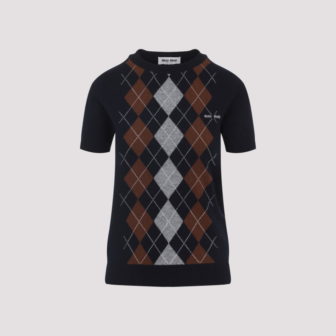 Miu Miu Argyle Pattern Cashmere Sweater