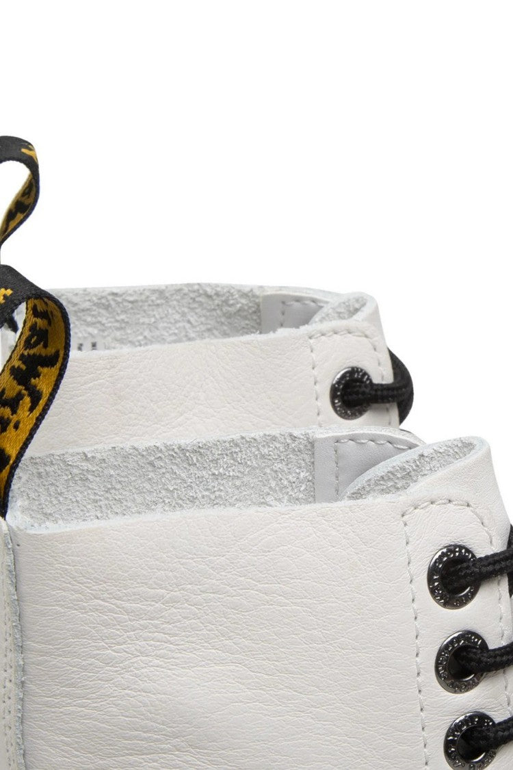 Dr. Martens White Leather Chunky-Platform Lace-Up Boots
