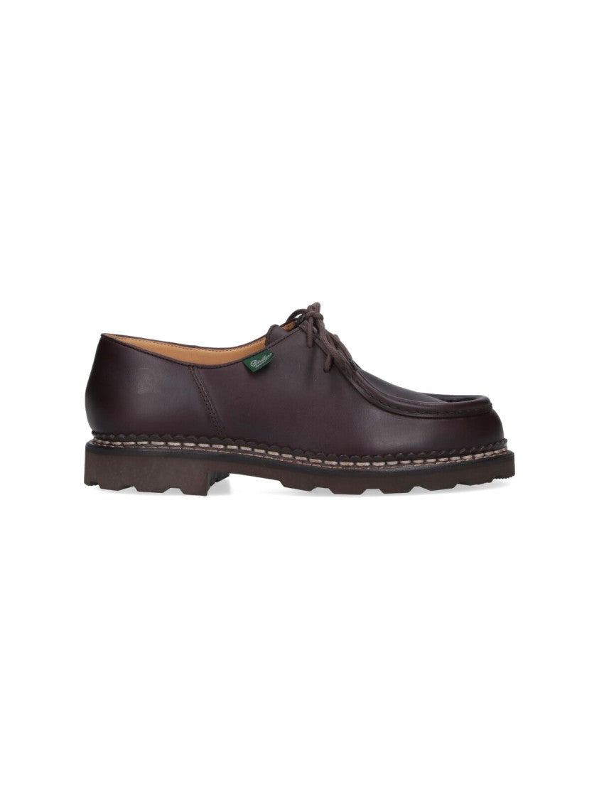 Paraboot Michael Derby Shoes In Dark Brown Calf Leather With Stitched Welt