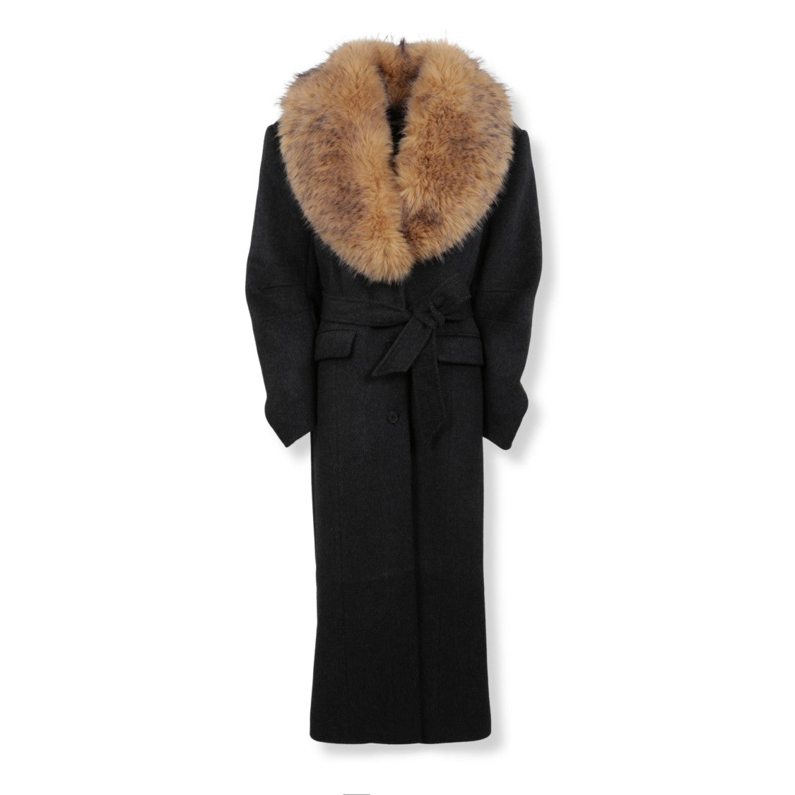 Rotate Long Coat With Faux Fur Collar