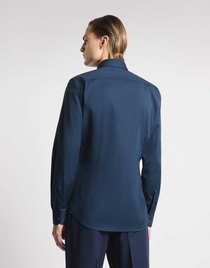 Fay Navy Blue Stretch Fabric Shirt