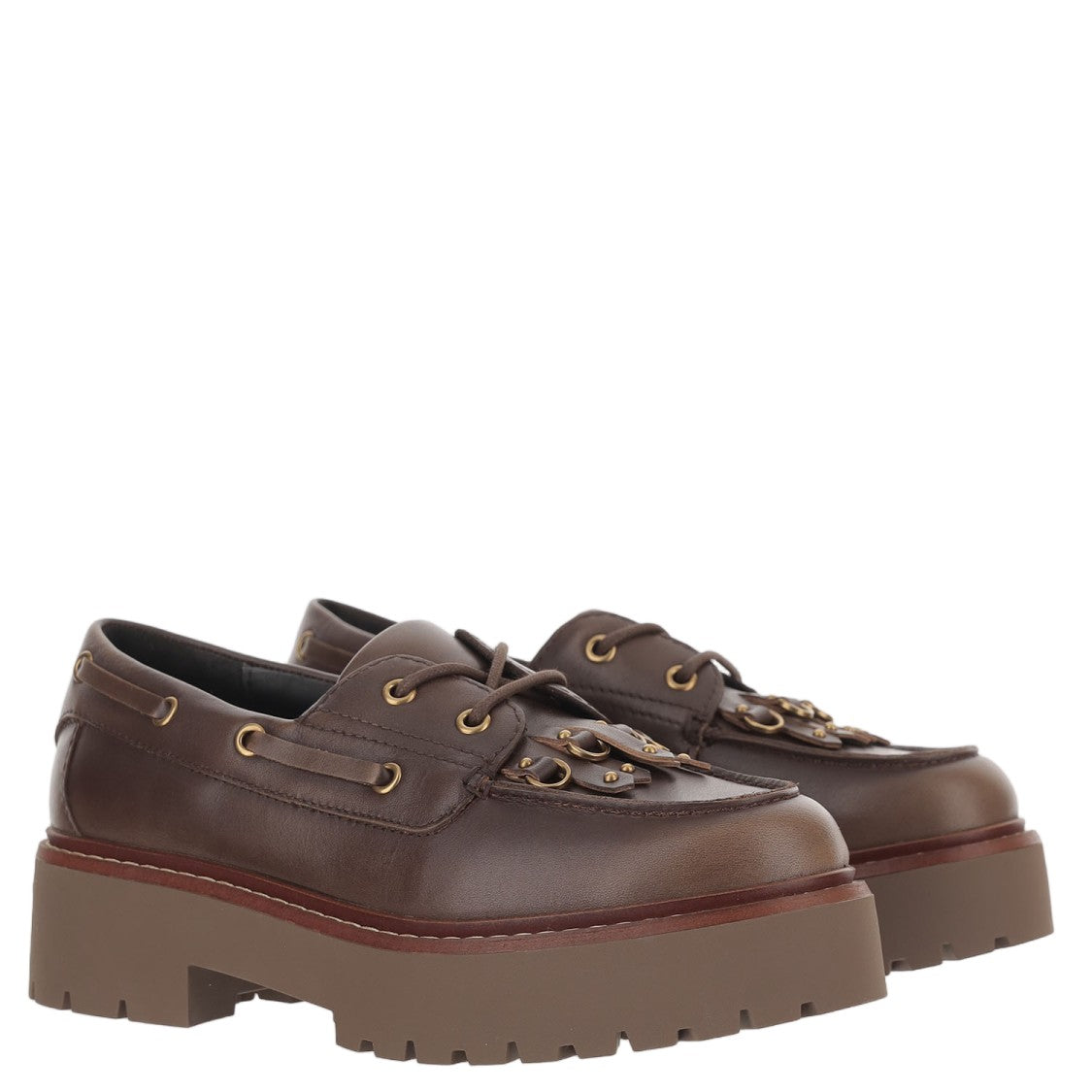 Pinko Brown Margharet 01 Leather Loafers