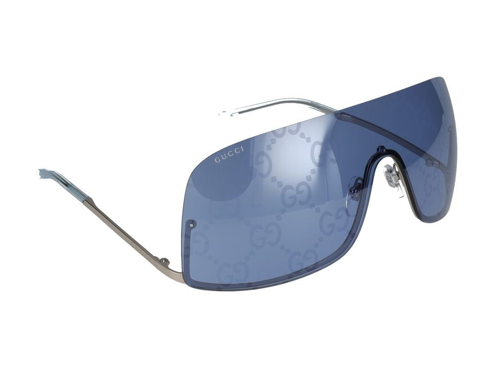 Gucci Grey Shield-Style Metal Sunglasses