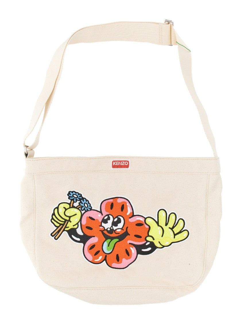 Kenzo Shoulder Bag With Playful Embroidery Design