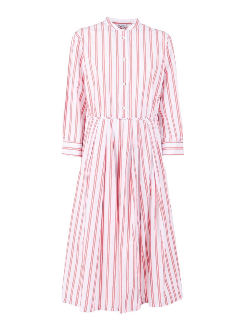 Aspesi Mandarin Collar Pleated Shirt Day Dress
