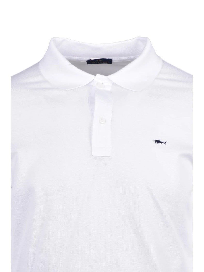 Paul & Shark White Long-Sleeve Cotton Polo Shirt