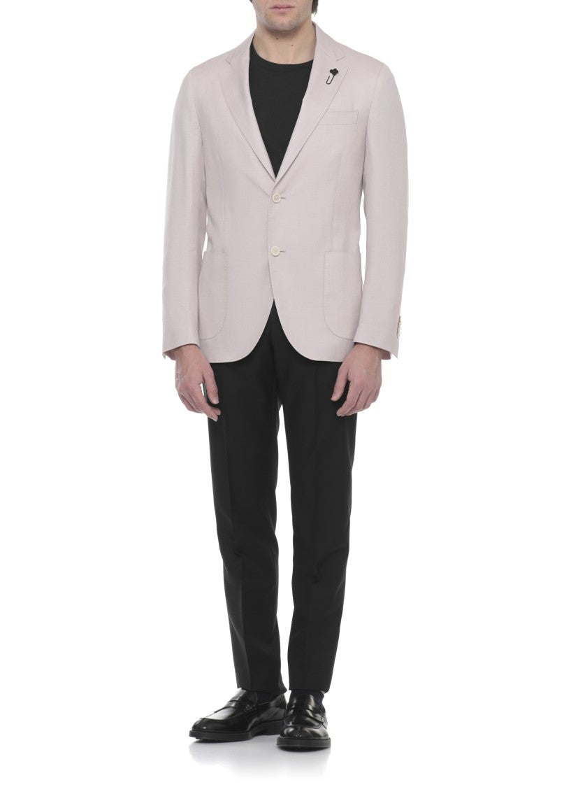 Lardini Pink Pin Lapel Wool-Blend Jacket