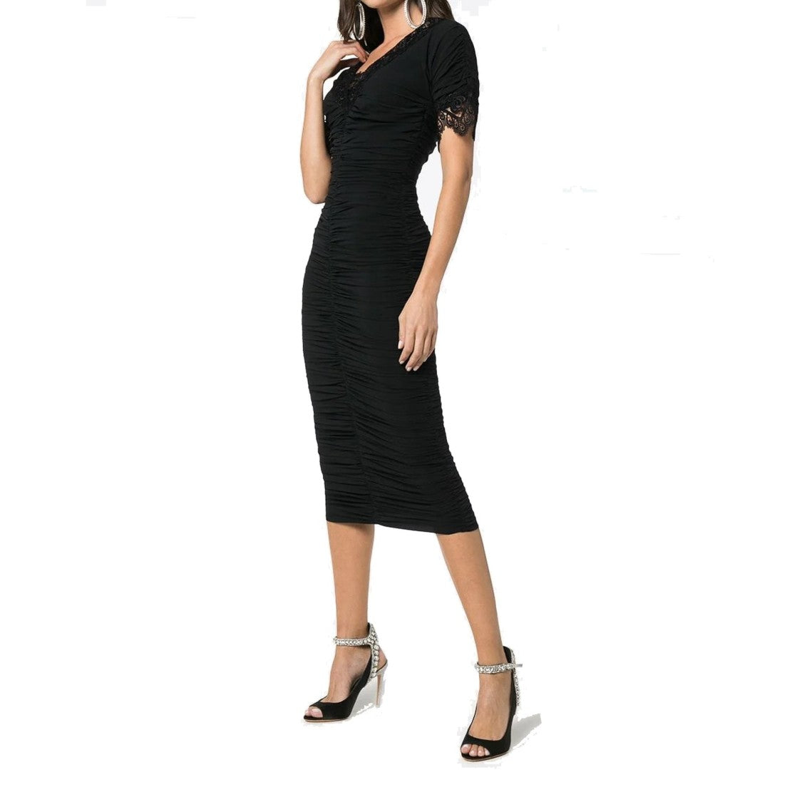 Dolce & Gabbana Fitted Midi Dress With Lace Trim