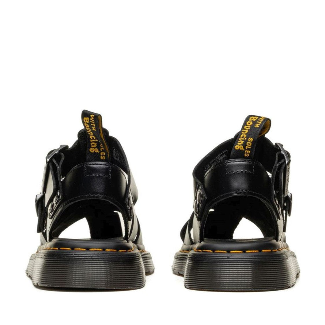 Dr. Martens Black Garin Brando Adjustable Buckles Leather Sandals
