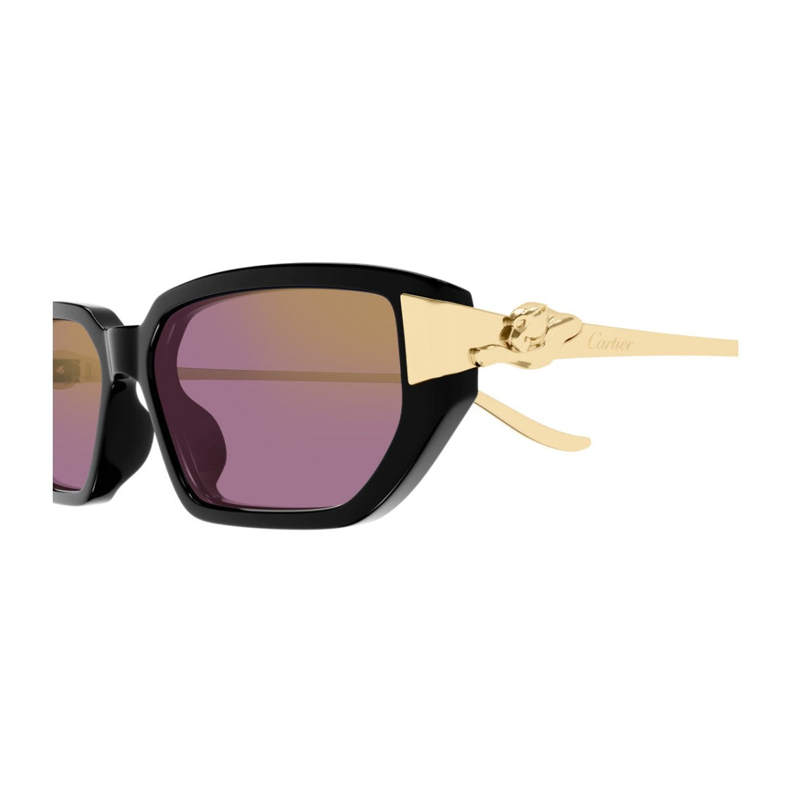 Cartier Bold Rectangular Sunglasses In Recycled Acetate With Gold Accents