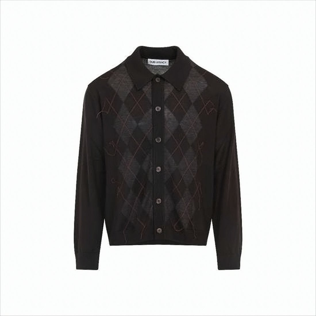 Our Legacy Argyle Pattern Cardigan With Pointed Collar