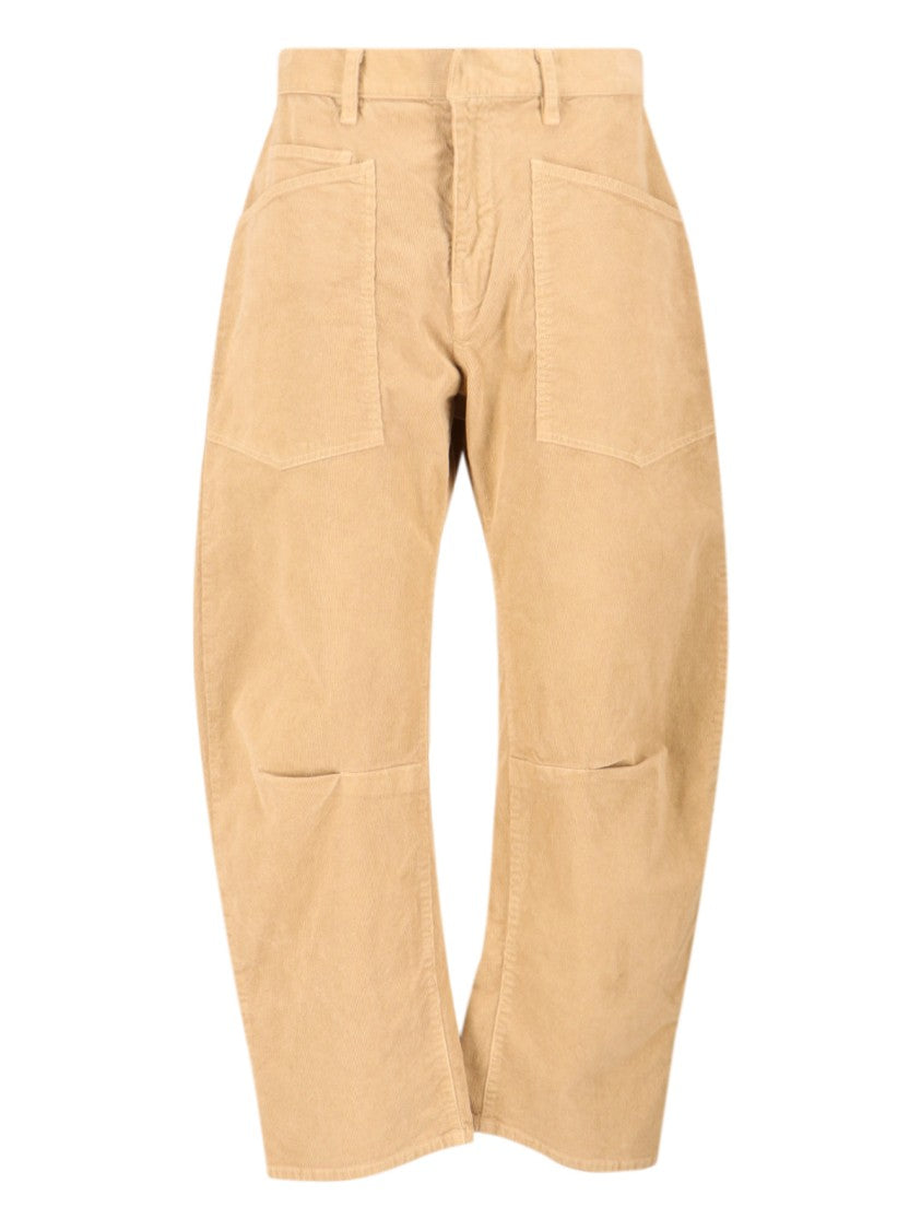 Nili Lotan Textured Corduroy Wide-Leg Trousers With Curved Silhouette