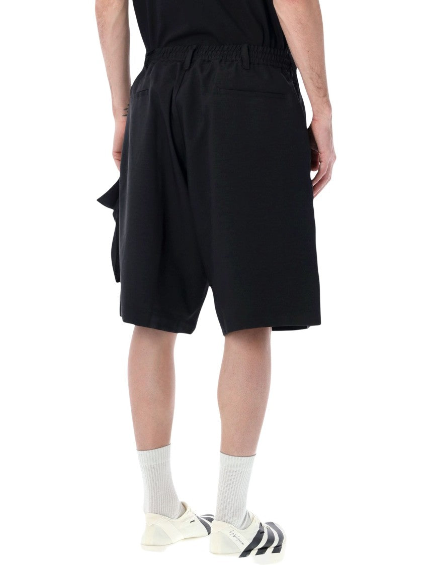 Y-3 Sport Uniform Cargo Shorts With Elasticated Waistband And Flap Pockets