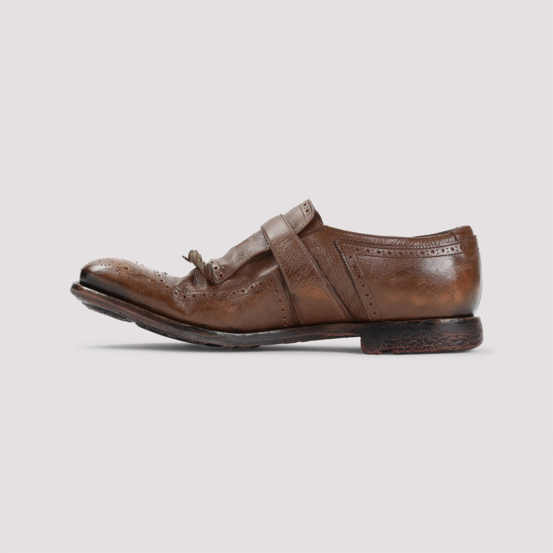Church's Brown Calf Leather Shoes With Buckle Strap