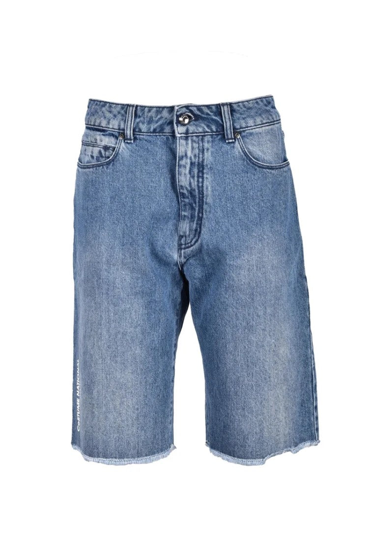 Costume National C. Blue Denim Cotton Bermuda Shorts