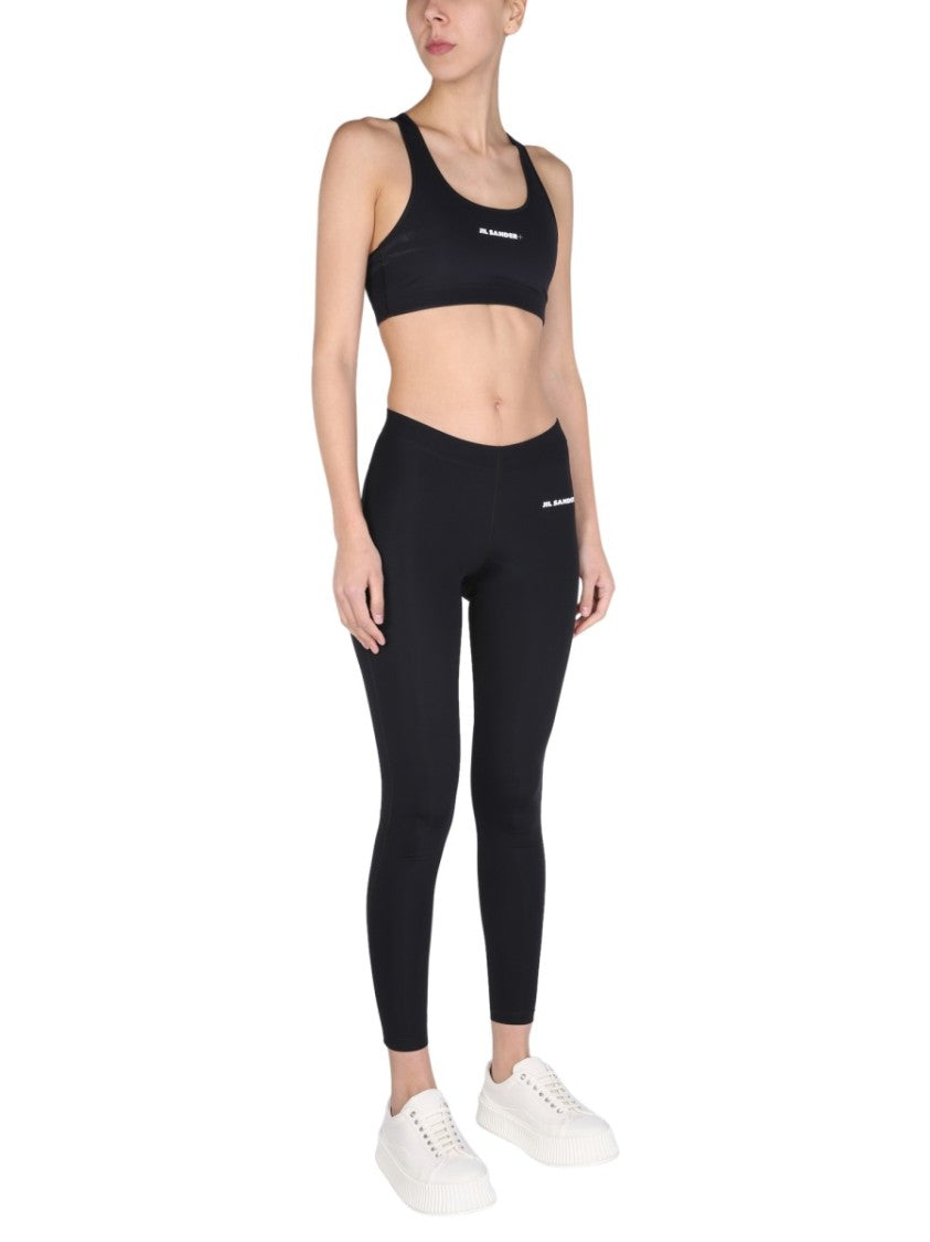 Jil Sander High-Waisted Black Logo Print Leggings