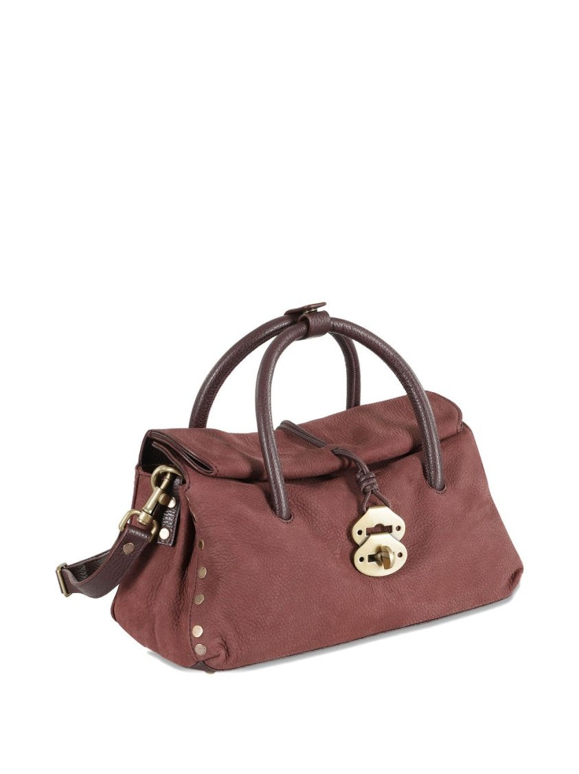 Zanellato Structured Red Calfskin Handbag With Gold-Tone Clasp