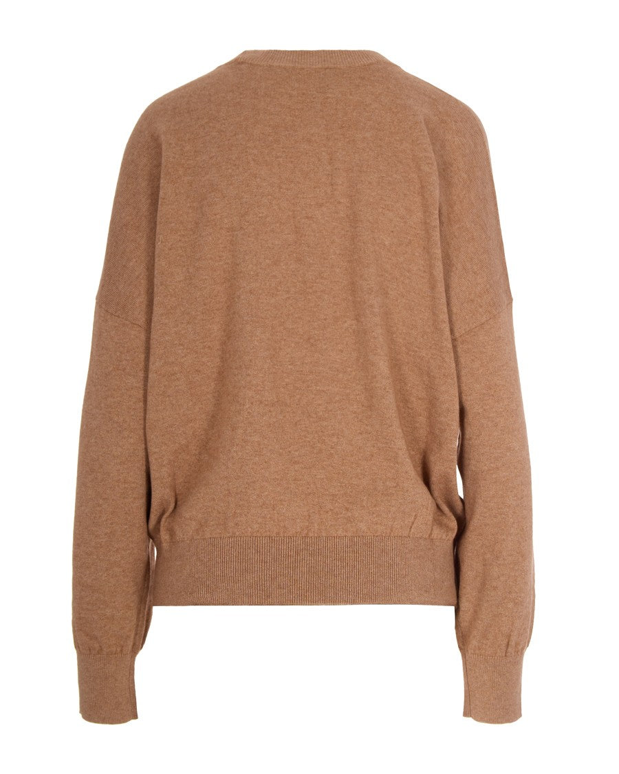 Isabel Marant Étoile Camel Knit Sweater With Abstract Logo Design
