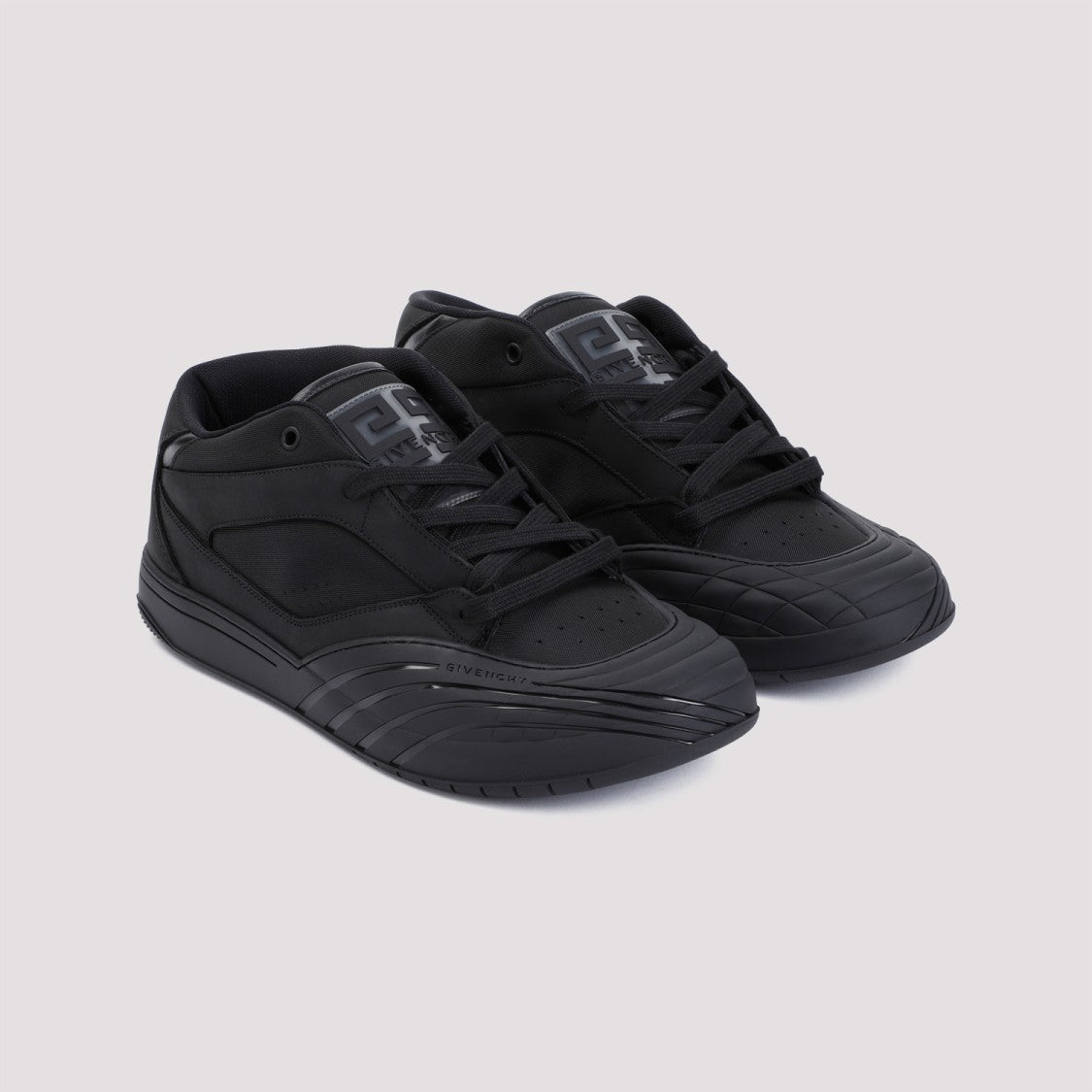 Givenchy Black Calf Leather New Line Men Shoes Mid-Top Sneakers