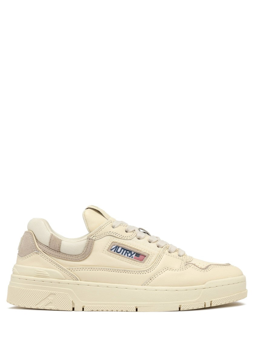 Autry Ivory Leather Low-Top Sneakers With Suede Accents