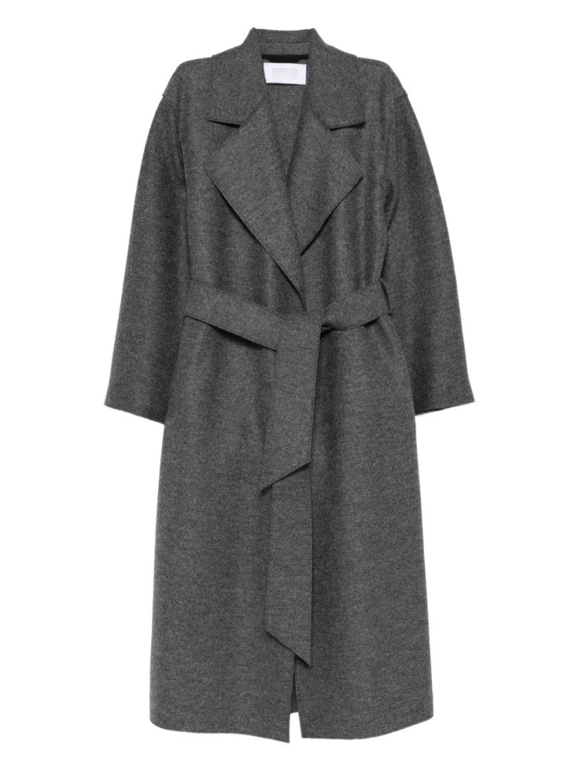 Harris Wharf London Mid-Length Grey Wool Wrap Coat