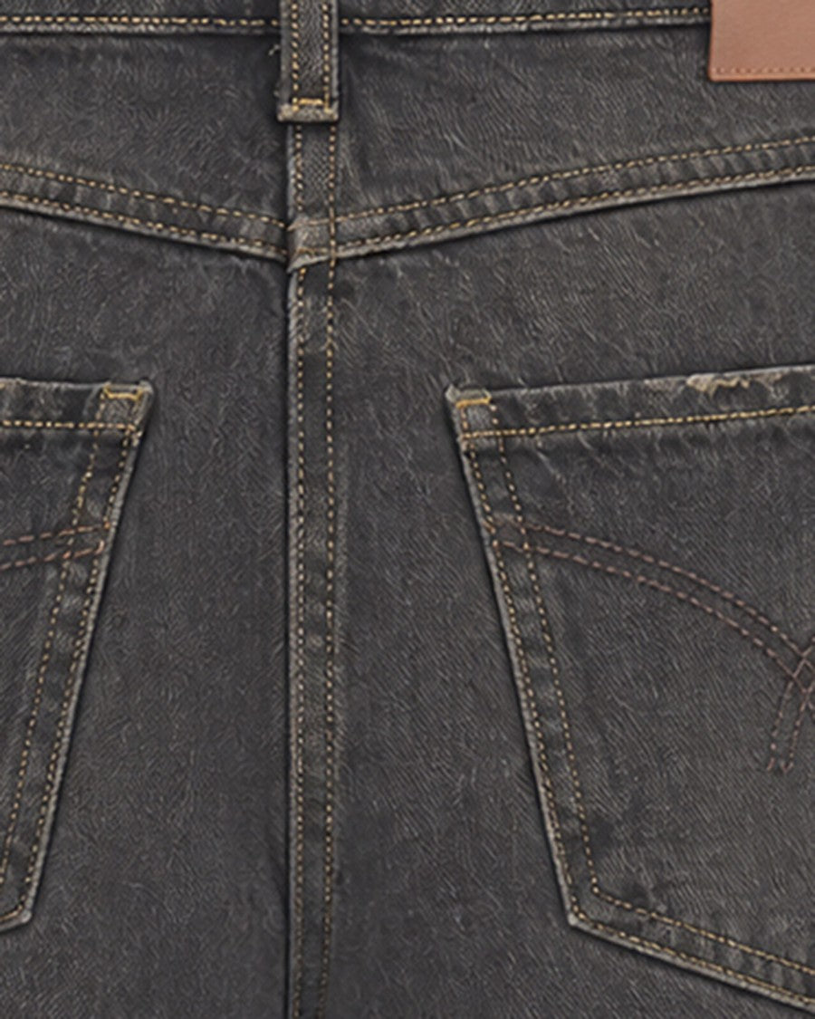 Patrizia Pepe Craft Brown Washed Wide-Leg Denim Jeans
