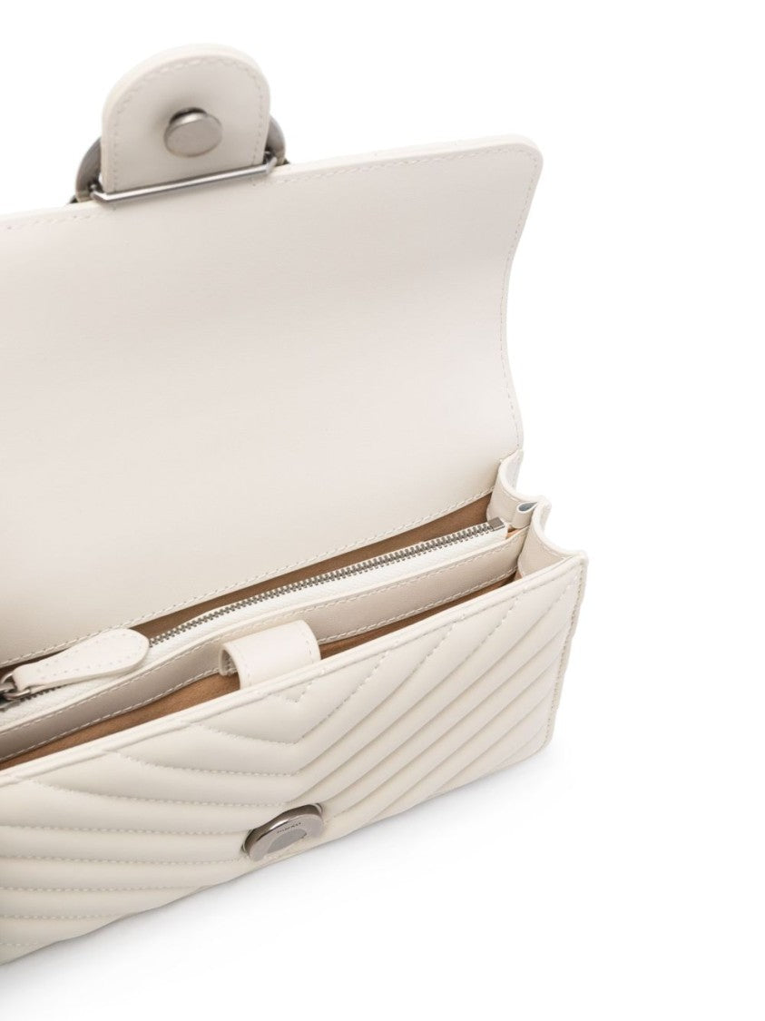Pinko White Lambskin Quilted Shoulder Bag