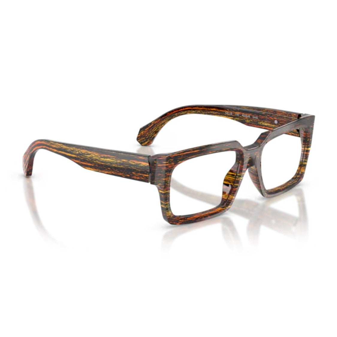 Alain Mikli Havana A03548 Acetate Striped Rectangular Sunglasses