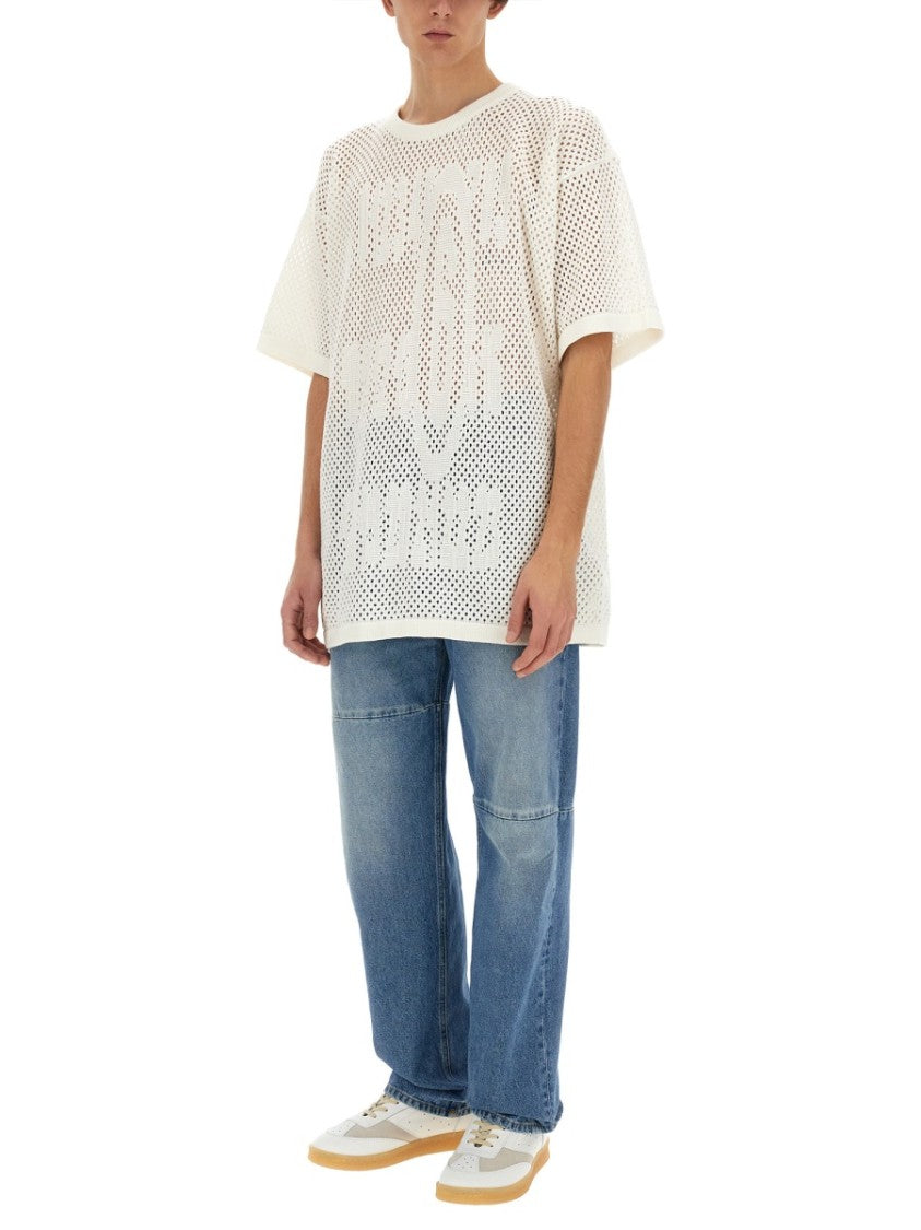 Mm6 By Maison Margiela Signature Logo T-Shirt In Italian Cotton