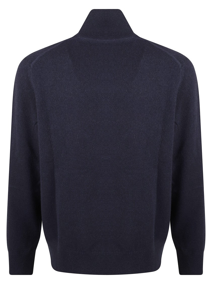 Burberry Half-Zip Knit Sweater With Ribbed Cuffs