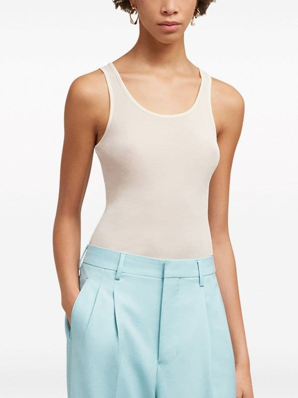 Ami Ivory White Scoop-Neck Sleeveless Tank Top