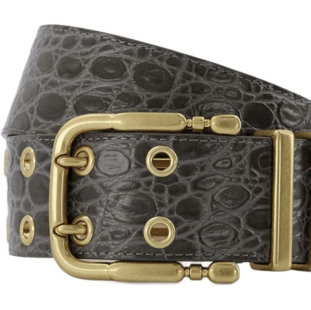 By Far Duo Belt - Grey - Croc Leather