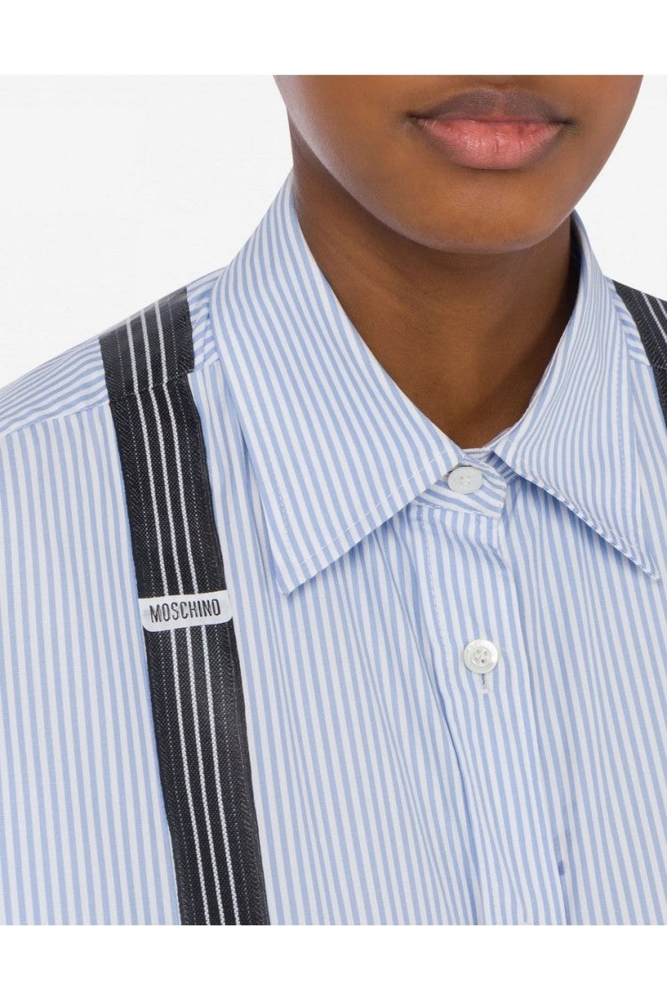 Moschino Multicolor Striped Cotton Shirt With Suspender Detail