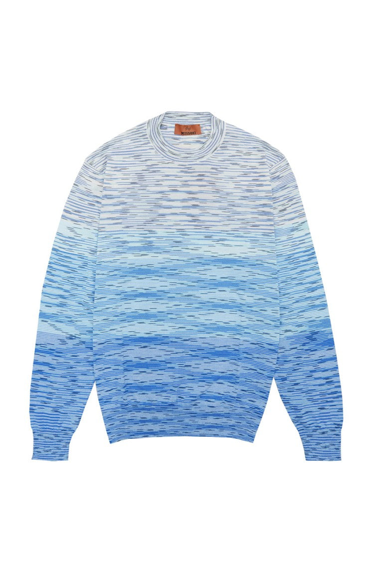 Missoni Blue Cotton Space-Dye Crewneck Sweater