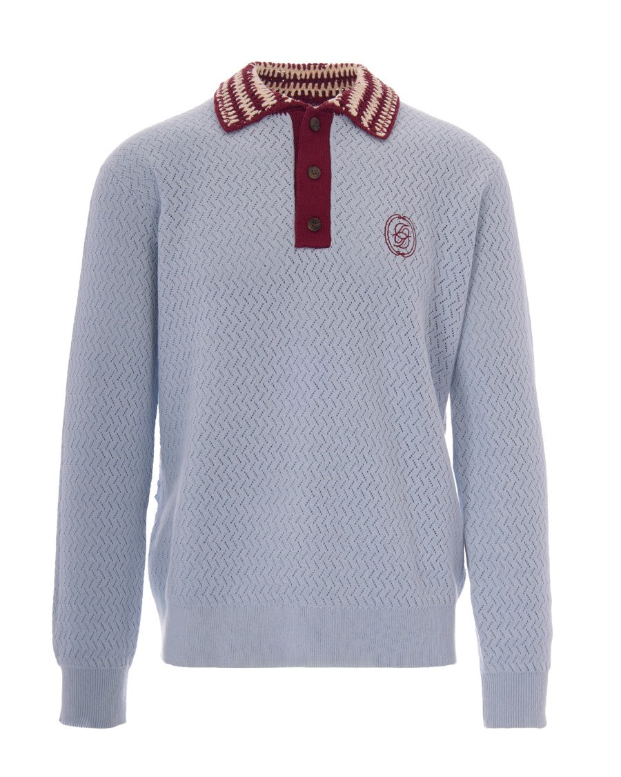 Drôle De Monsieur Textured Knit Polo Shirt With Contrasting Details
