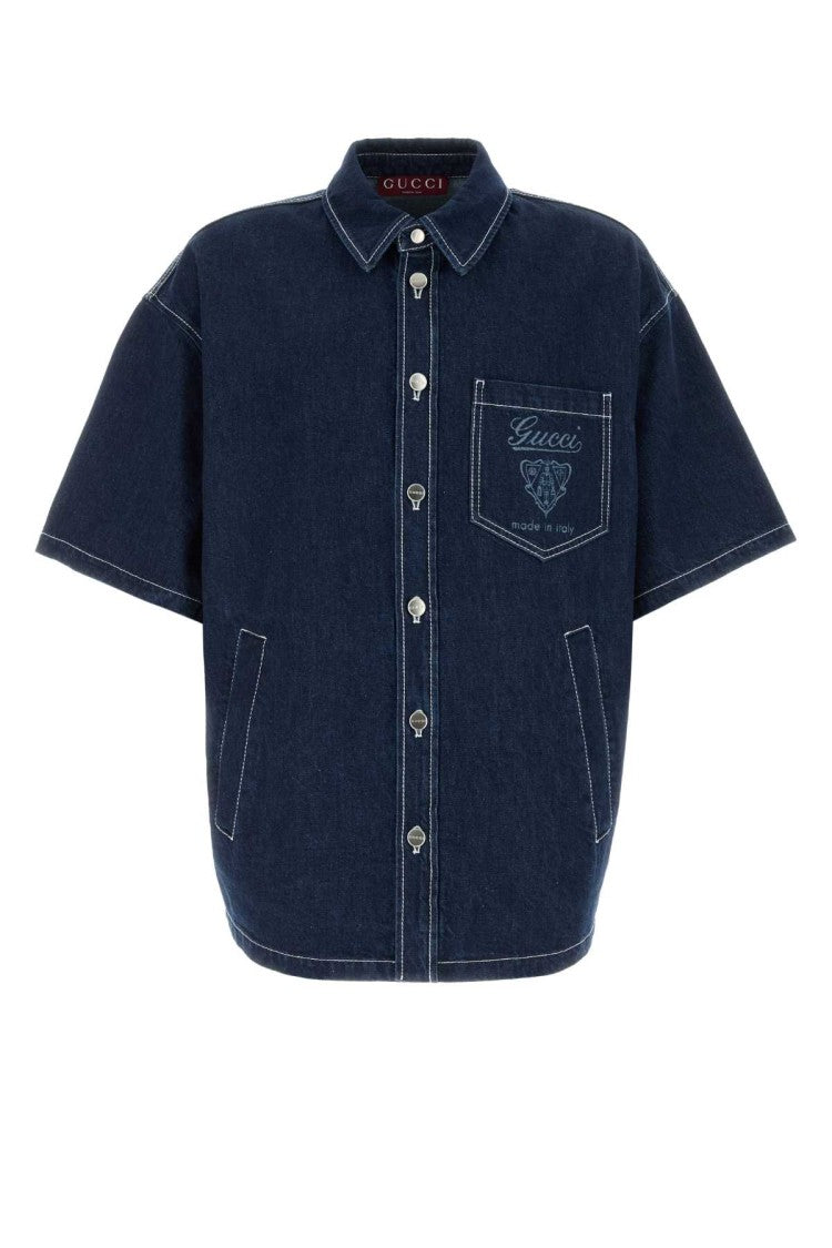 Gucci Relaxed-Fit Denim Shirt With Signature Logo Pocket