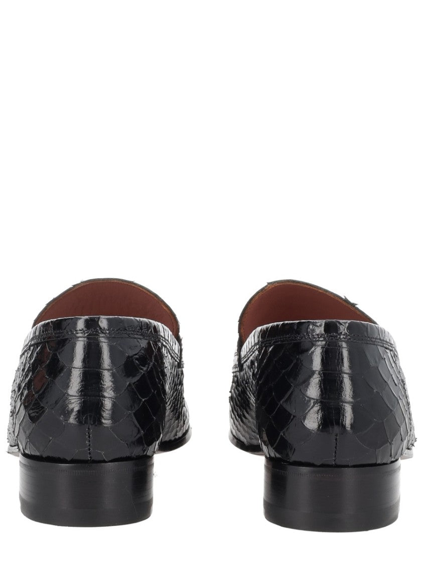 Paris Texas Vincent Pointed Toe Snakeskin Texture Loafers