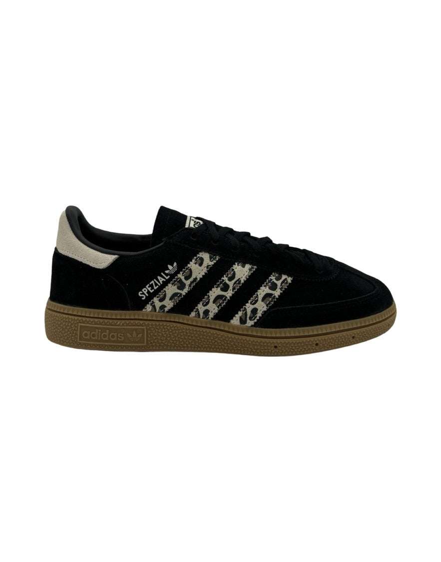 Adidas Originals Textured Black Sneakers With Leopard Print Stripes