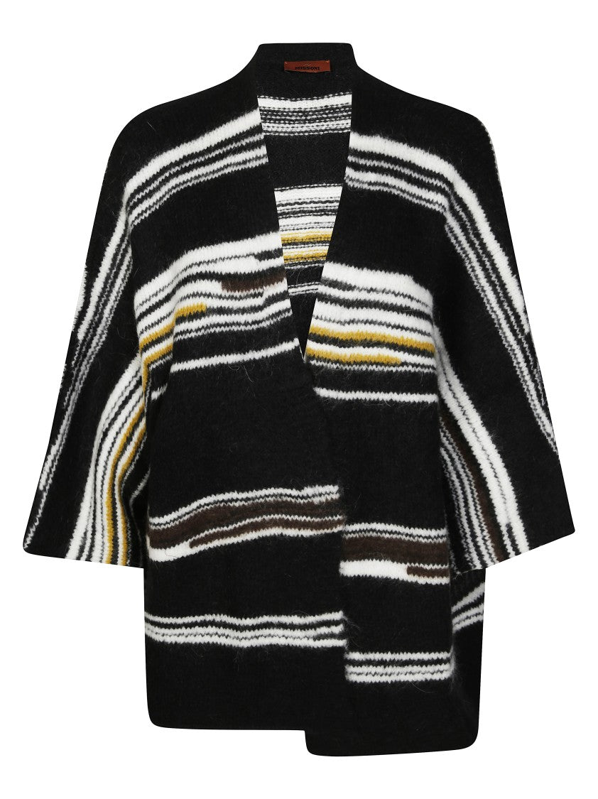 Missoni Open Front Maxi Cardigan With Bold Striped Pattern And Wide Sleeves